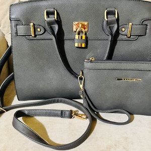 Dasein Gray Handbag with Matching Wristlet